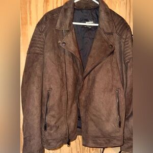 Express Dark Brown Suede Bomber Jacket